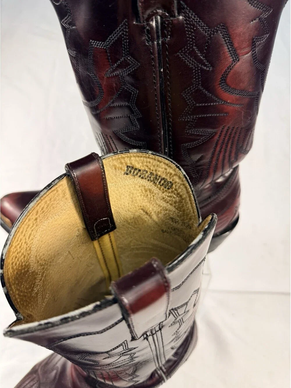 Durango Mens Western Cowboy Boots Black Cherry Leather 9.5 D Metal Toe Tip TR755